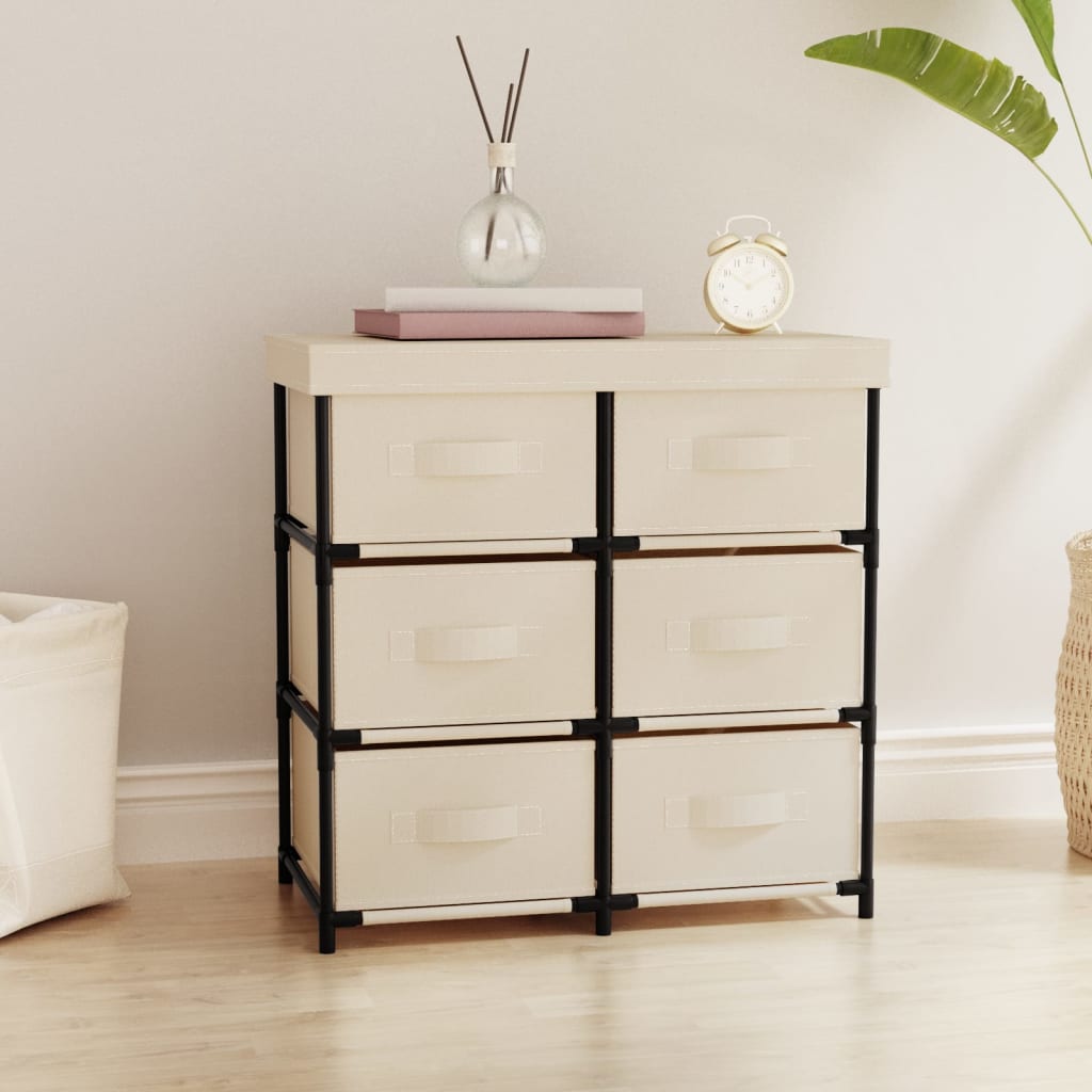 Storage Cabinet with 6 Drawers 55x29x55 cm Cream Steel - Tyrell & Tyrell