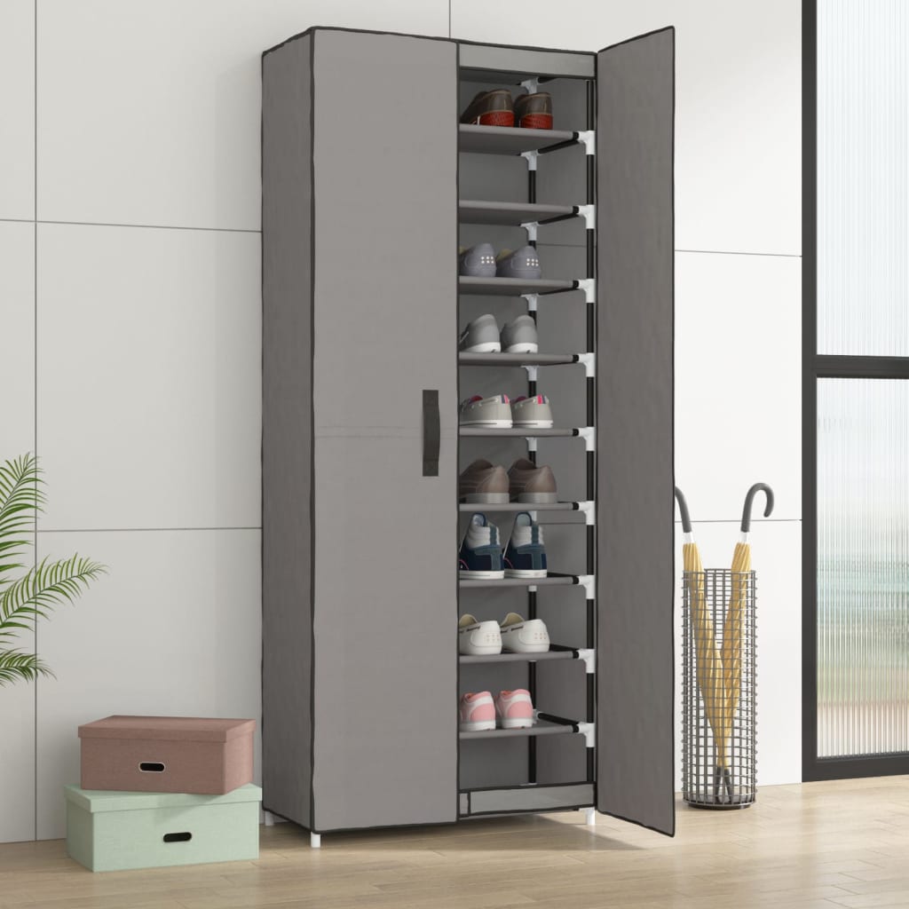 Shoe Cabinet Grey 60x30x166 cm Fabric - Sid & Sam