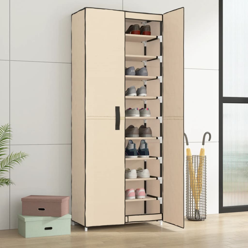 Shoe Cabinet Cream 60x30x166 cm Fabric - Millennium Furniture