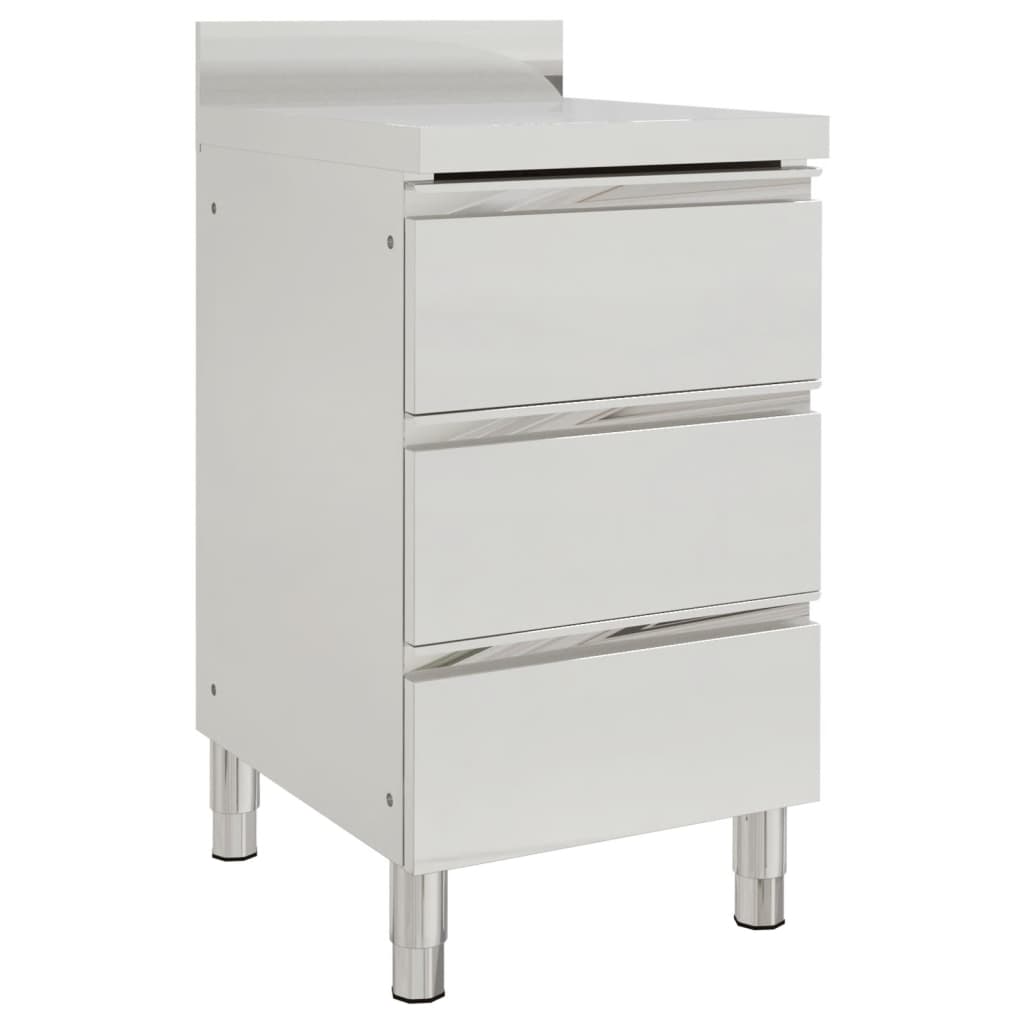 Commercial Kitchen Cabinet with 3 Drawers Stainless Steel - Charlotte Dunes