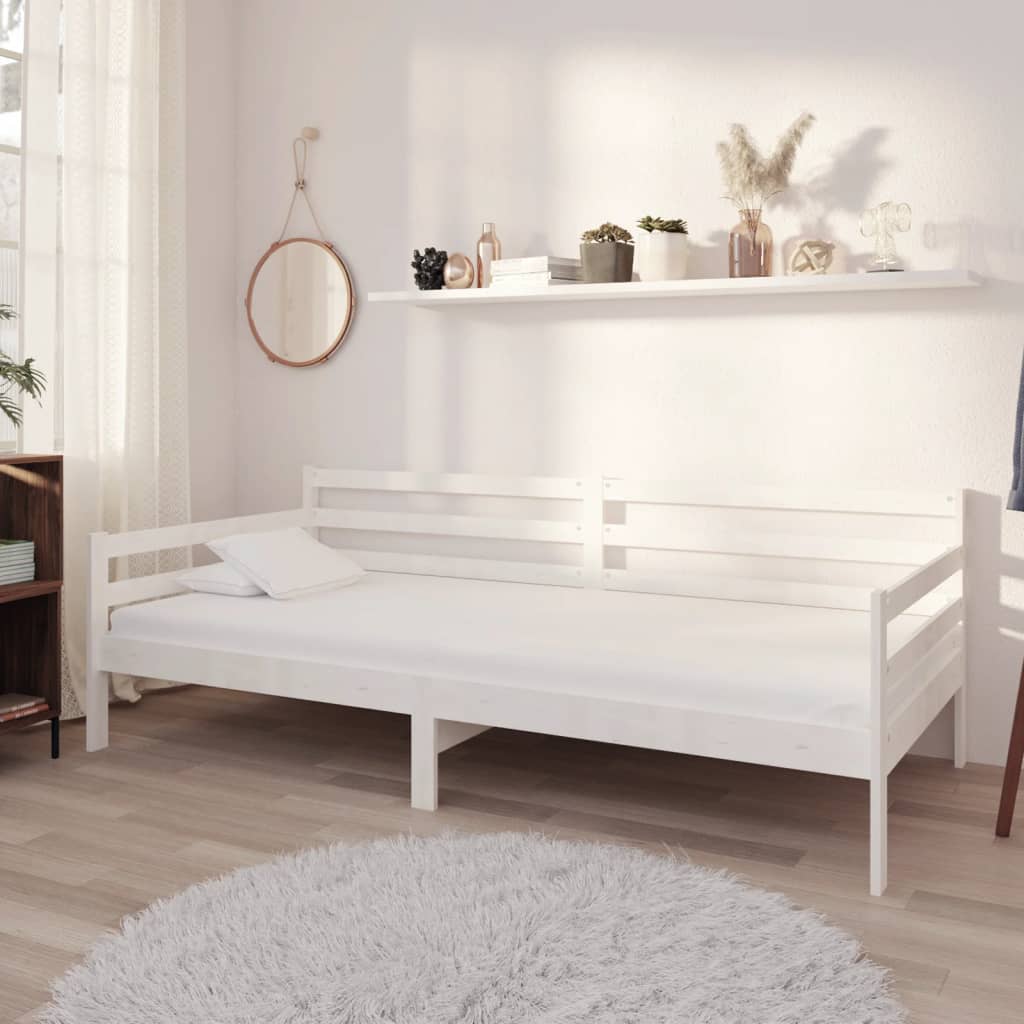 Day Bed White Solid Pinewood 90x200 cm - Sid & Sam