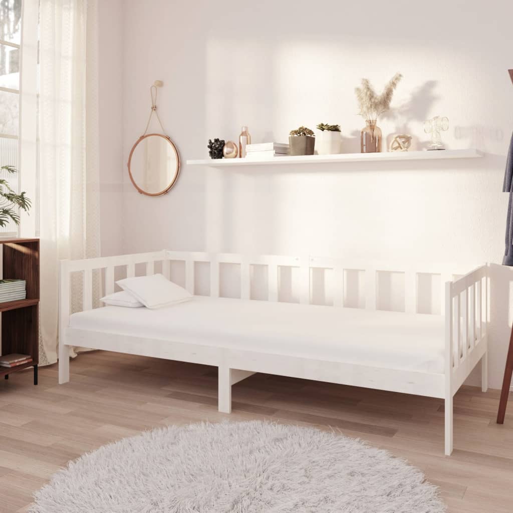 Day Bed White Solid Pinewood 90x200 cm - Merlin Deals