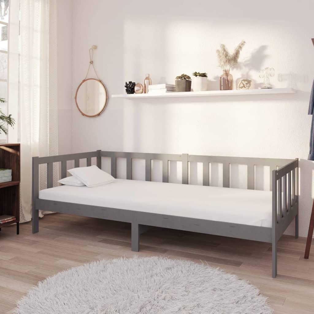 Day Bed Grey Solid Pinewood 90x200 cm - Decor Base