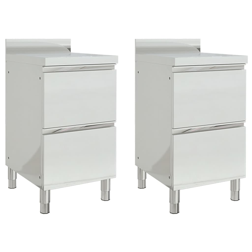Commercial Kitchen Cabinets with 2 Drawers 2 pcs Stainless Steel - Merkel Designers
