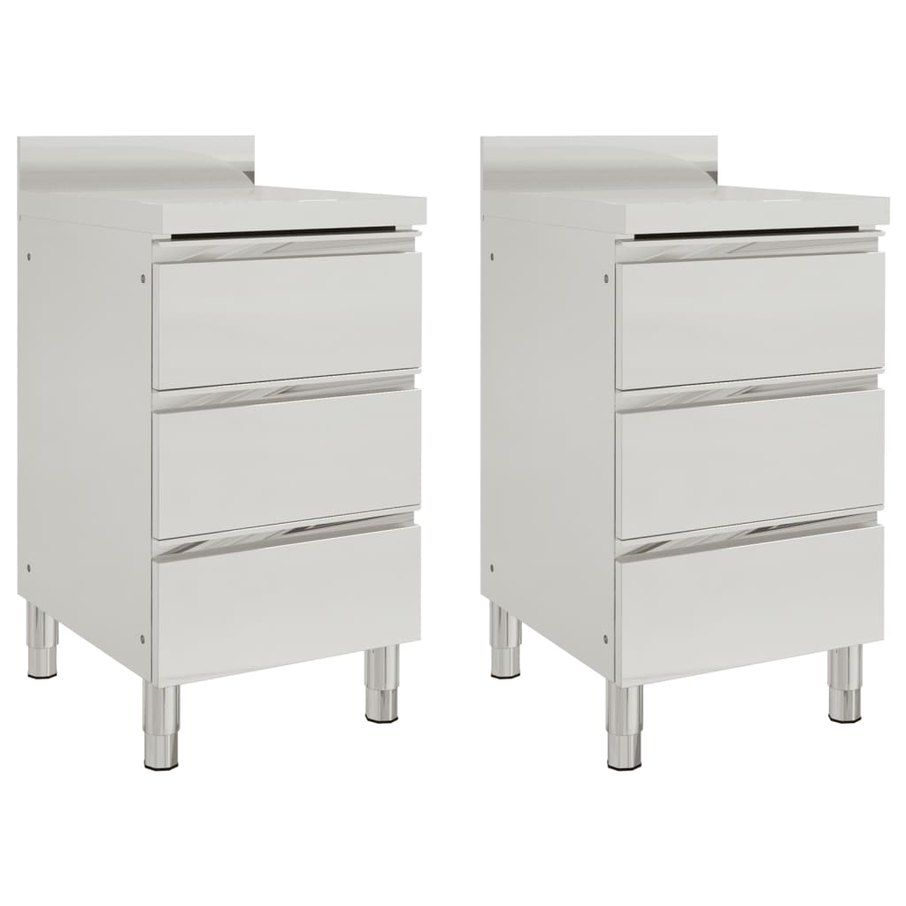 Commercial Kitchen Cabinets with 3 Drawers 2 pcs Stainless Steel - Discount Dealers