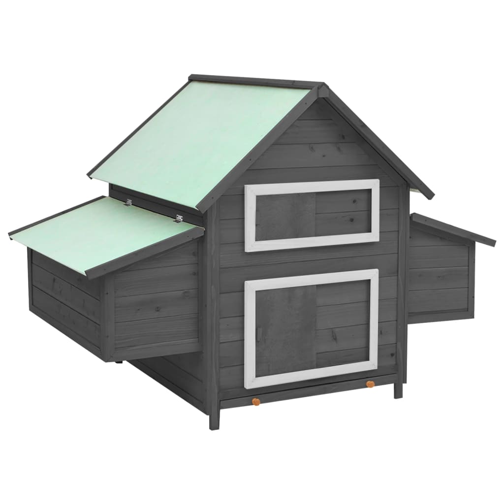 Chicken Coop Grey and White 152x96x110 cm Solid Firwood - The Home Maker