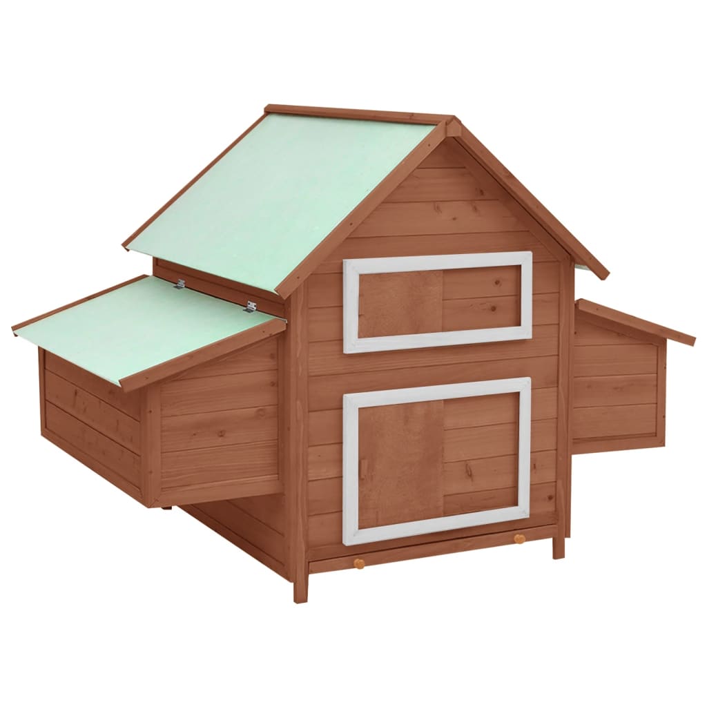 Chicken Coop Mocha and White 152x96x110 cm Solid Firwood - Sid & Sam