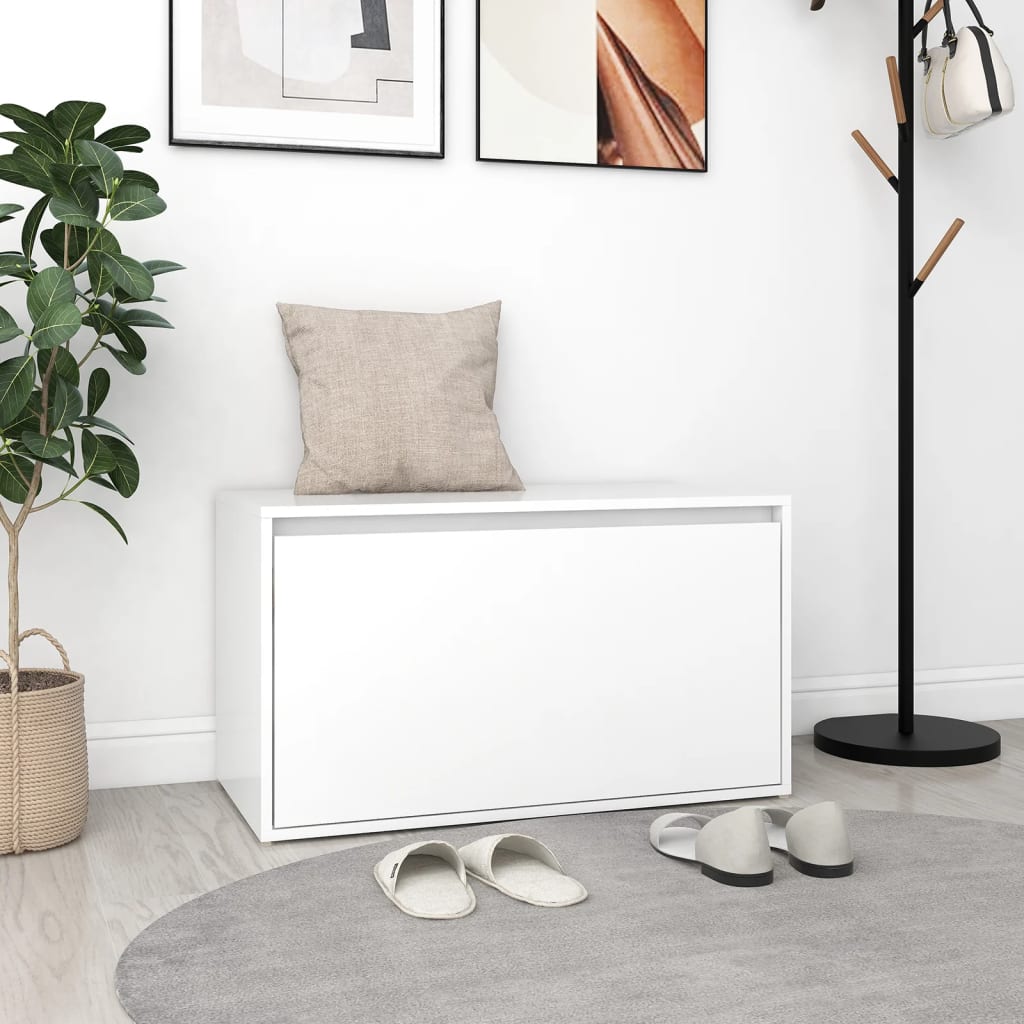 Hall Bench 80x40x45 cm White Engineered Wood - All Things Good