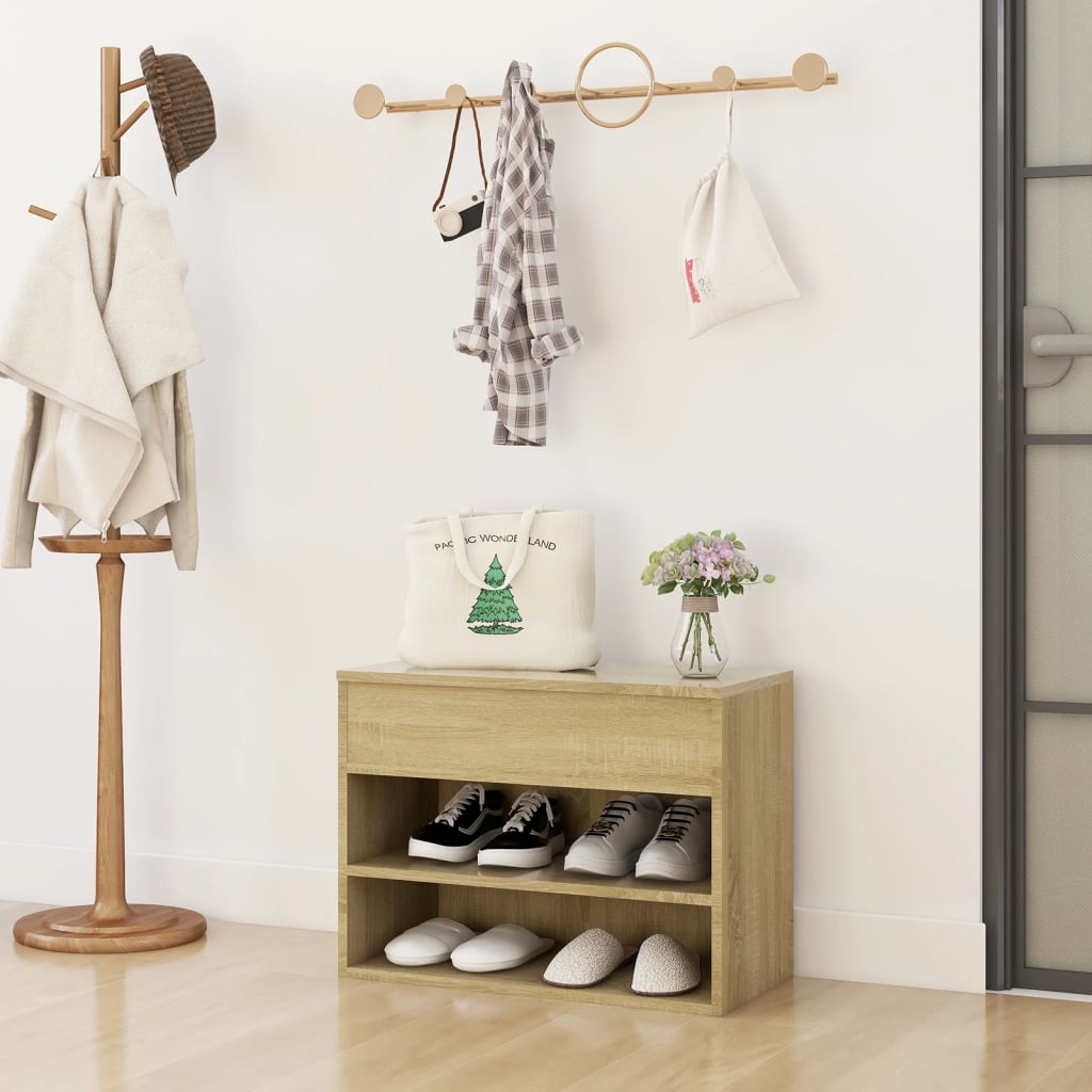 Shoe Bench Sonoma Oak 60x30x45 cm Engineered Wood - Casper Homes