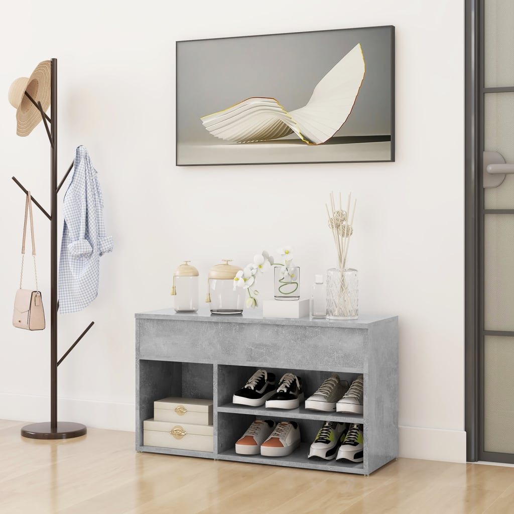 Shoe Bench Concrete Grey 80x30x45 cm Engineered Wood - Unbeatable Bargains