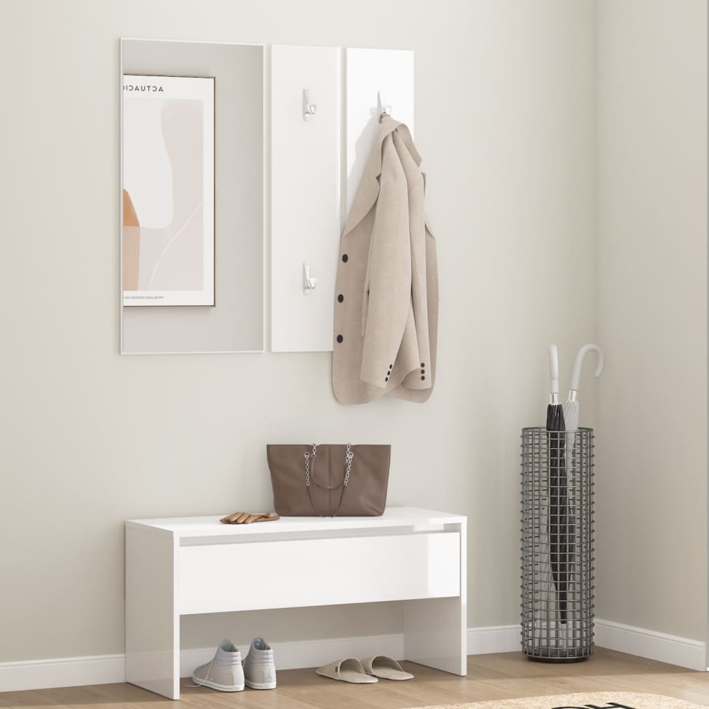 Hallway Furniture Set High Gloss White Engineered Wood - Millennium Furniture