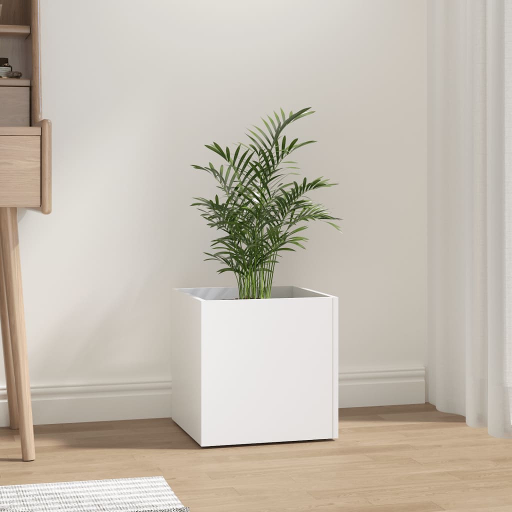 Planter Box White 40x40x40 cm Engineered Wood - Brittle & Co
