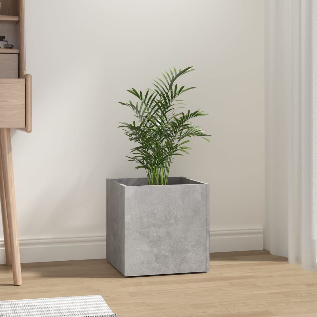 Planter Box Concrete Grey 40x40x40 cm Engineered Wood - Millennium Furniture