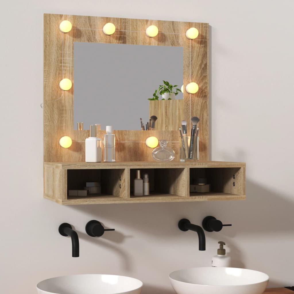 Mirror Cabinet with LED Sonoma Oak 60x31.5x62 cm - Casper Homes