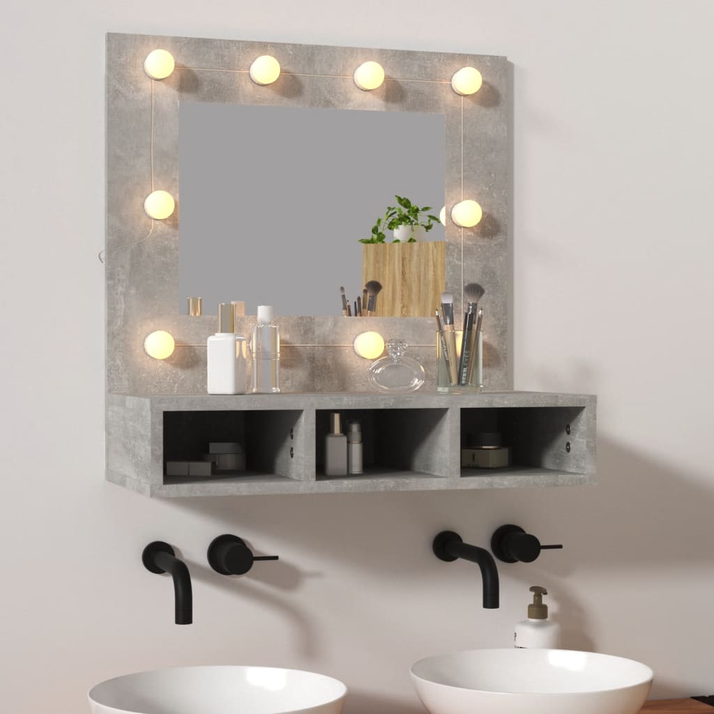 Mirror Cabinet with LED Concrete Grey 60x31.5x62 cm - Millennium Furniture