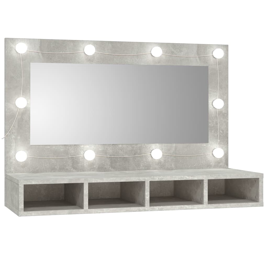 Mirror Cabinet with LED Concrete Grey 90x31.5x62 cm - Merlin Deals