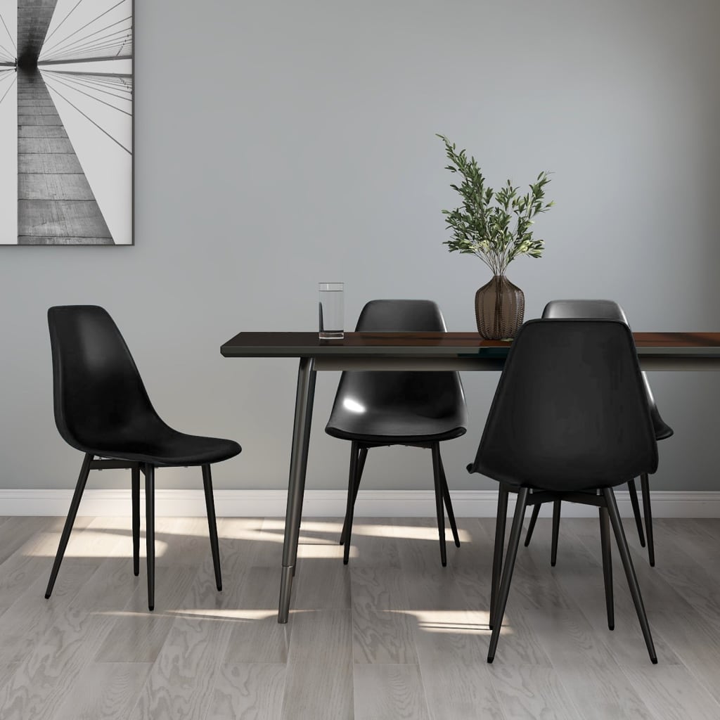Dining Chairs 4 pcs Black PP - The Home Maker
