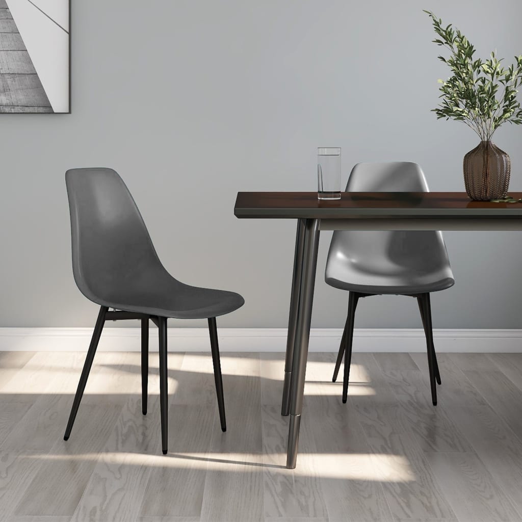Dining Chairs 2 pcs Grey PP - Sid & Sam