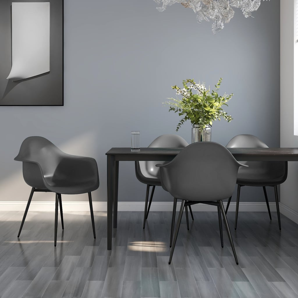 Dining Chairs 4 pcs Grey PP - Casper Homes