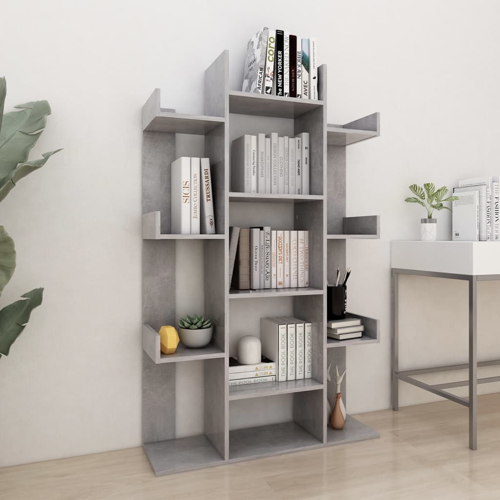 Book Cabinet Concrete Grey 86x25.5x140 cm Engineered Wood - Merlin Deals
