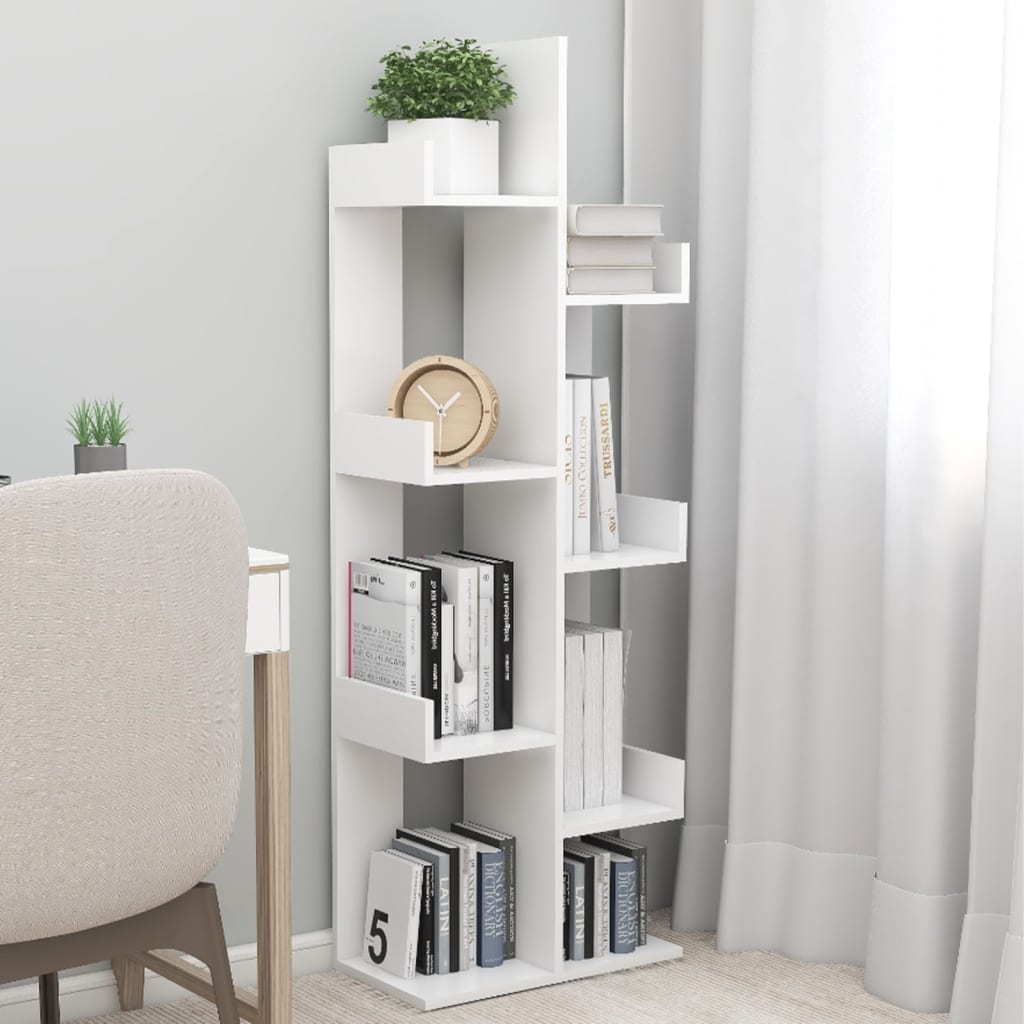 Book Cabinet White 48x25.5x140 cm Engineered Wood - Discount Dealers