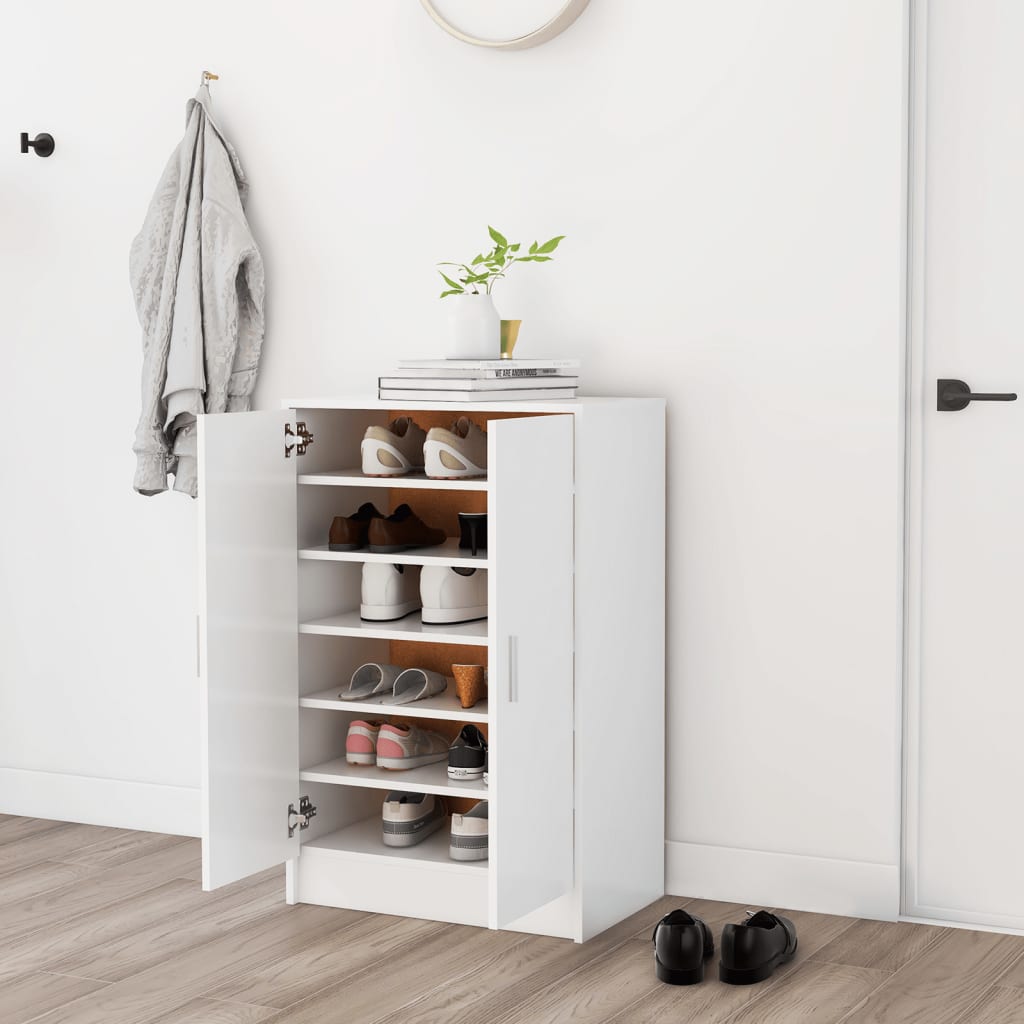 Shoe Cabinet White 60x35x92 cm Engineered Wood - Unbeatable Bargains