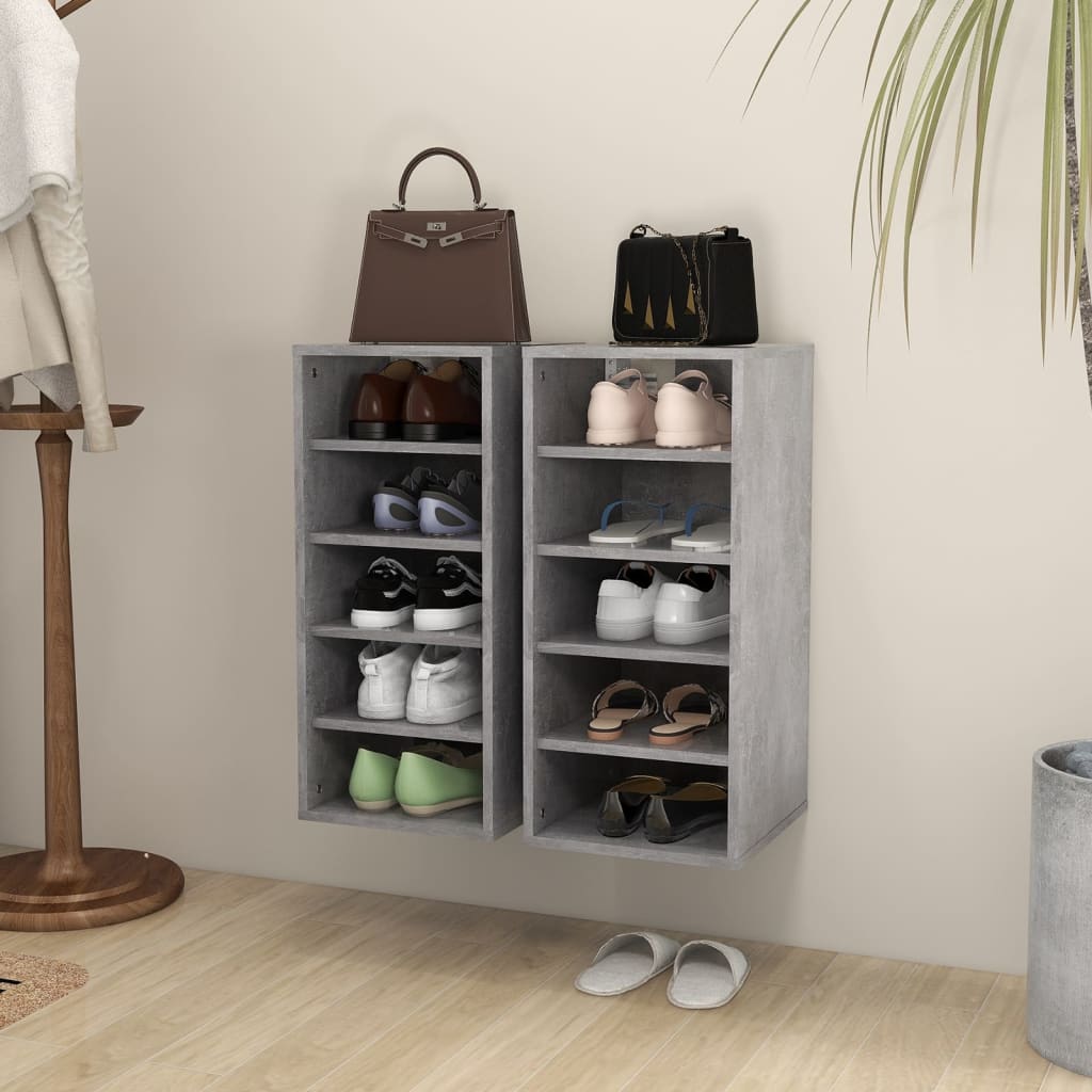 Shoe Cabinets 2 pcs Concrete Grey 31.5x35x70 cm Engineered Wood - Merkel Designers