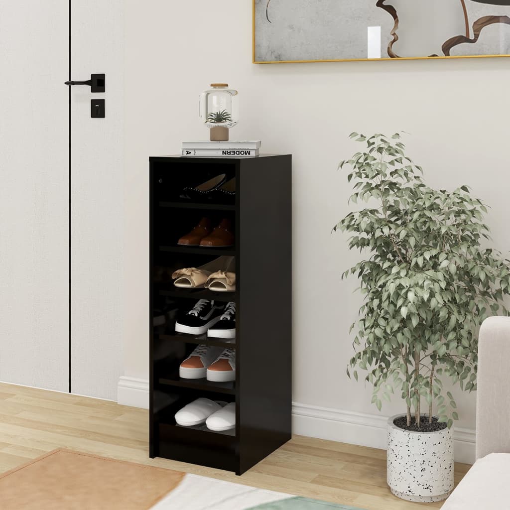 Shoe Cabinet Black 31.5x35x90 cm Engineered Wood - R and M Furniture