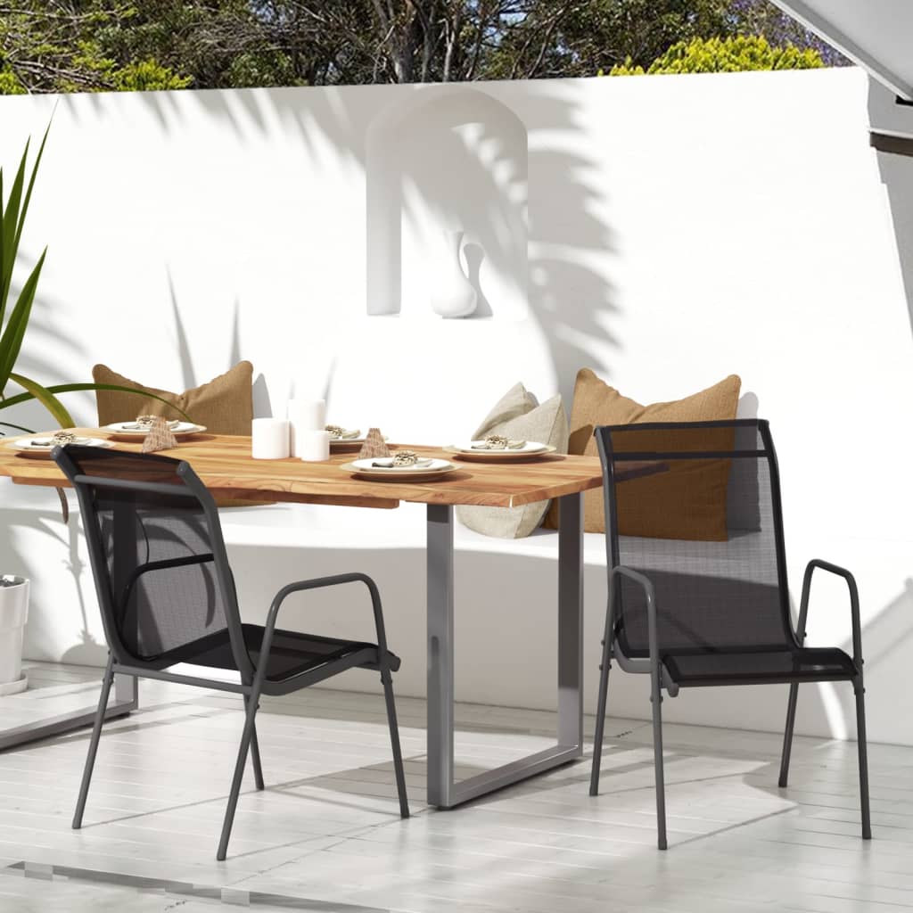 Garden Chairs 2 pcs Steel and Textilene Black - Merkel Designers