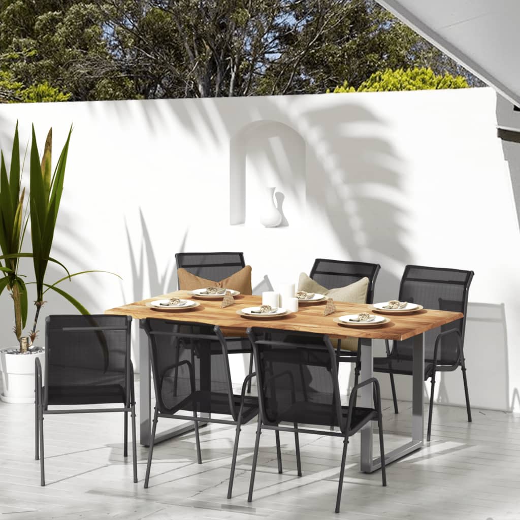 Garden Chairs 6 pcs Steel and Textilene Black - Millennium Furniture