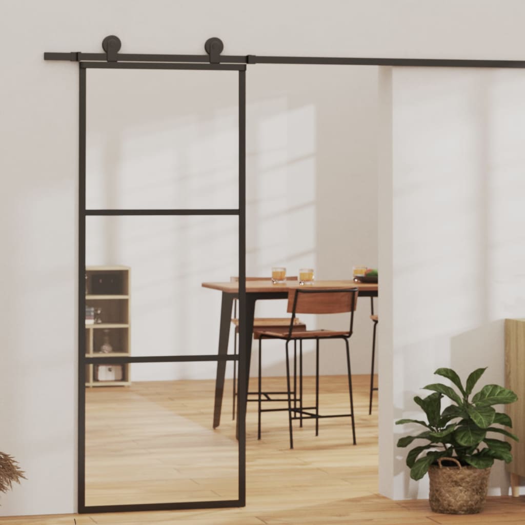 Sliding Door with Hardware Set ESG Glass&Aluminium 76x205 cm - Brittle & Co