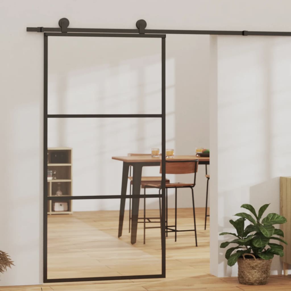 Sliding Door with Hardware Set ESG Glass&Aluminium 102x205 cm - All Things Good