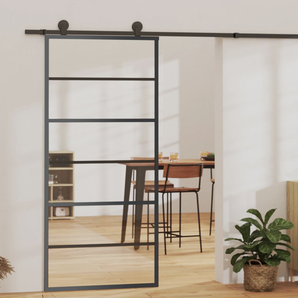 Sliding Door with Hardware Set ESG Glass&Aluminium 90x205 cm - Tyrell & Tyrell