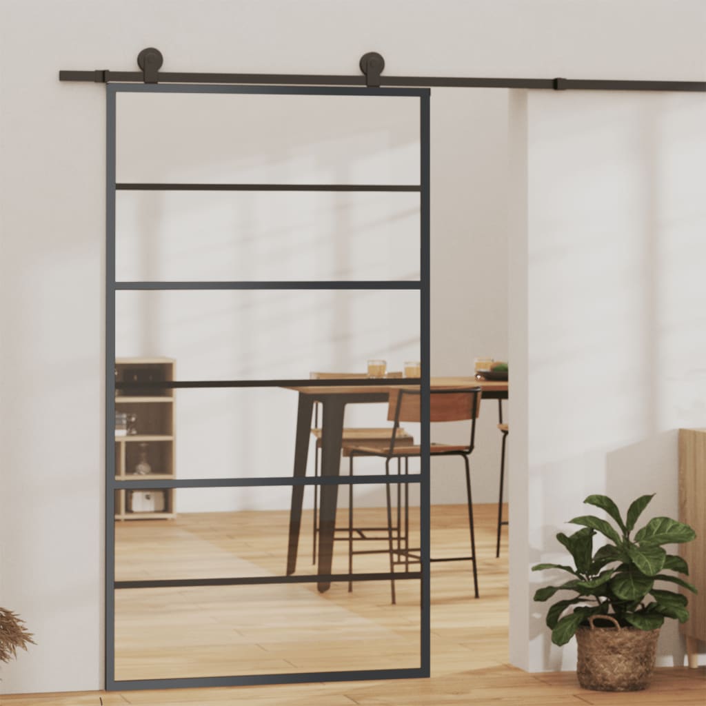 Sliding Door with Hardware Set ESG Glass&Aluminium 102x205 cm - All Things Good