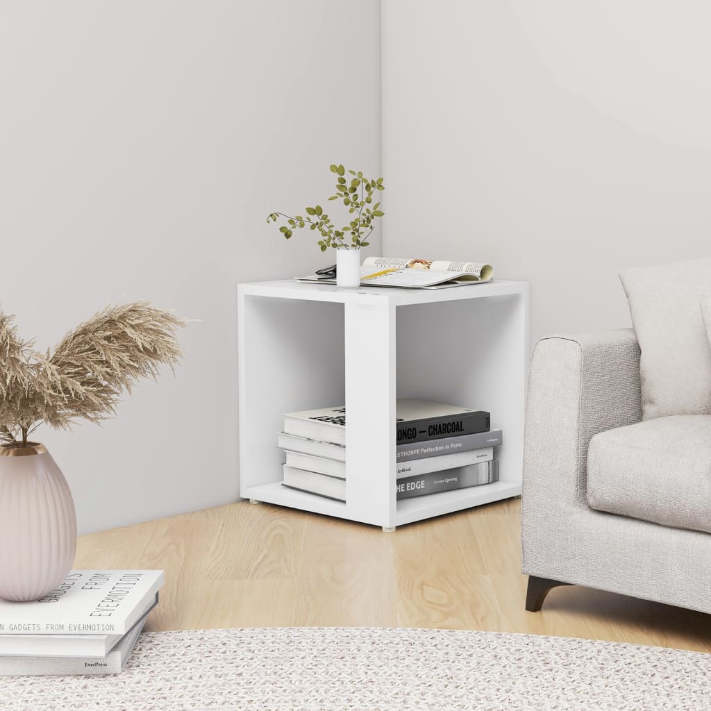Side Table White 33x33x34.5 cm Engineered Wood - Design Hut