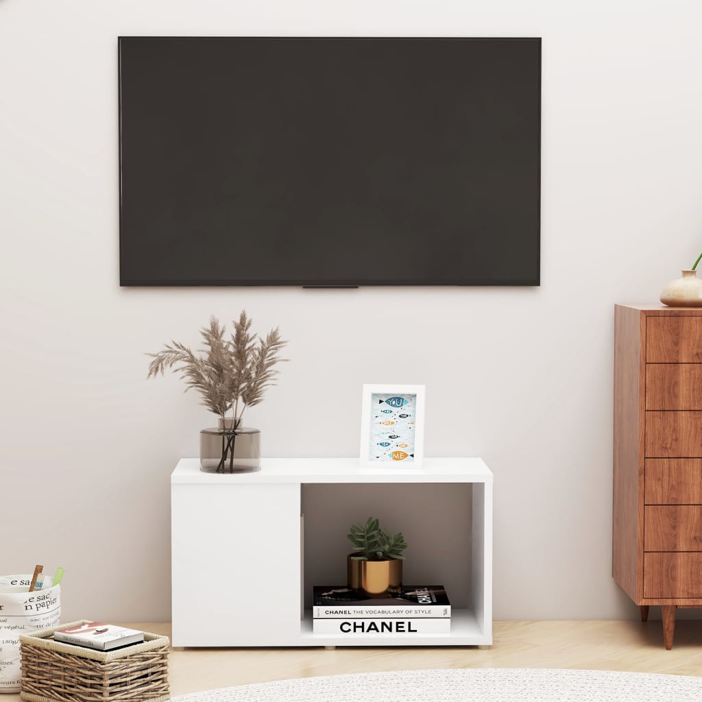 TV Cabinet White 60x24x32cm Engineered Wood - Sid & Sam