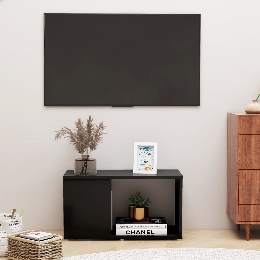 TV Cabinet Black 60x24x32cm Engineered Wood - Millennium Furniture