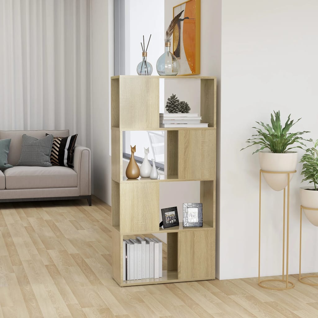 Book Cabinet Room Divider Sonoma Oak 60x24x124.5 cm Engineered Wood - Design Hut