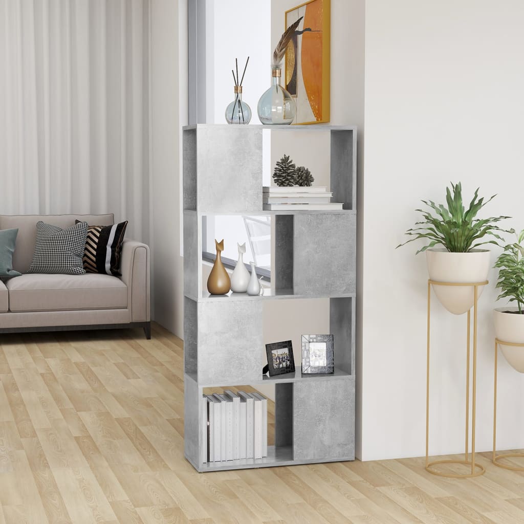 Book Cabinet Room Divider Concrete Grey 60x24x124.5 cm - Decor Base