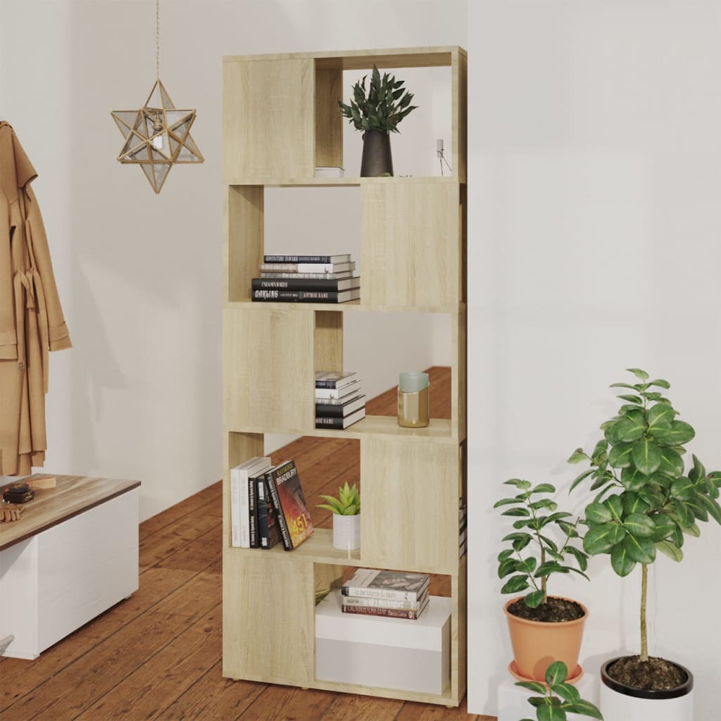 Book Cabinet Room Divider Sonoma Oak 60x24x155 cm - Decor Base