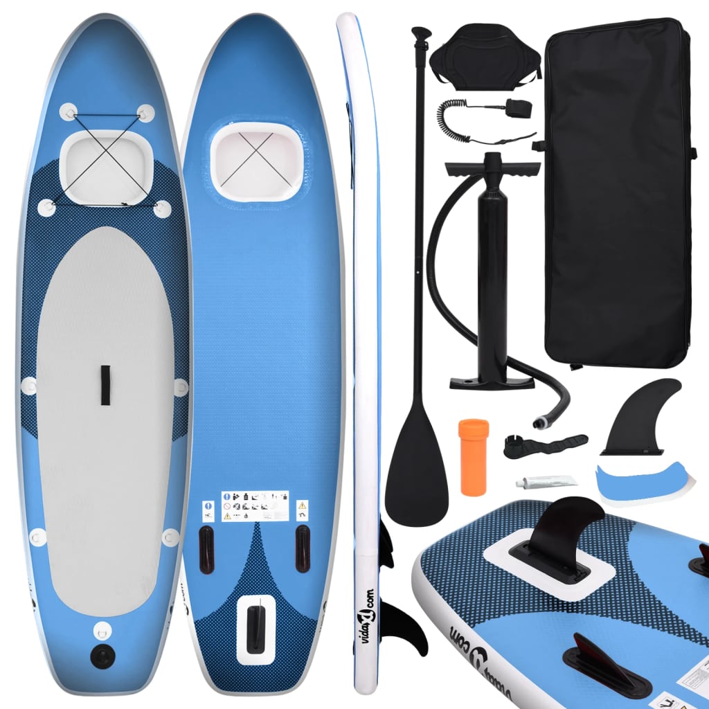 Inflatable Stand Up Paddle Board Set Sea Blue 300x76x10 cm - R and M Furniture