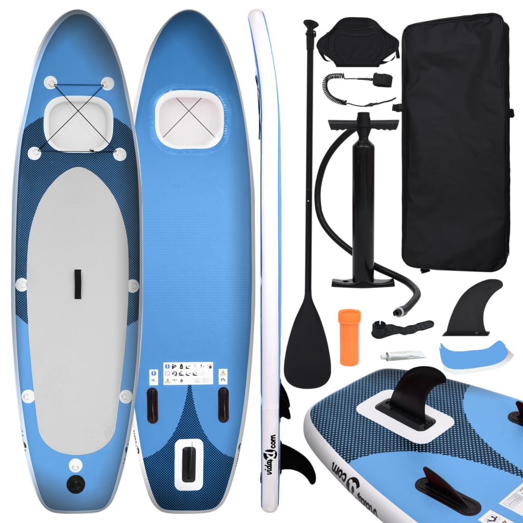Inflatable Stand Up Paddle Board Set Sea Blue 330x76x10 cm - Decor Base