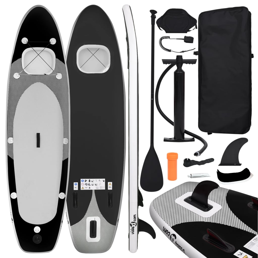 Inflatable Stand Up Paddle Board Set Black 360x81x10 cm - Sid & Sam