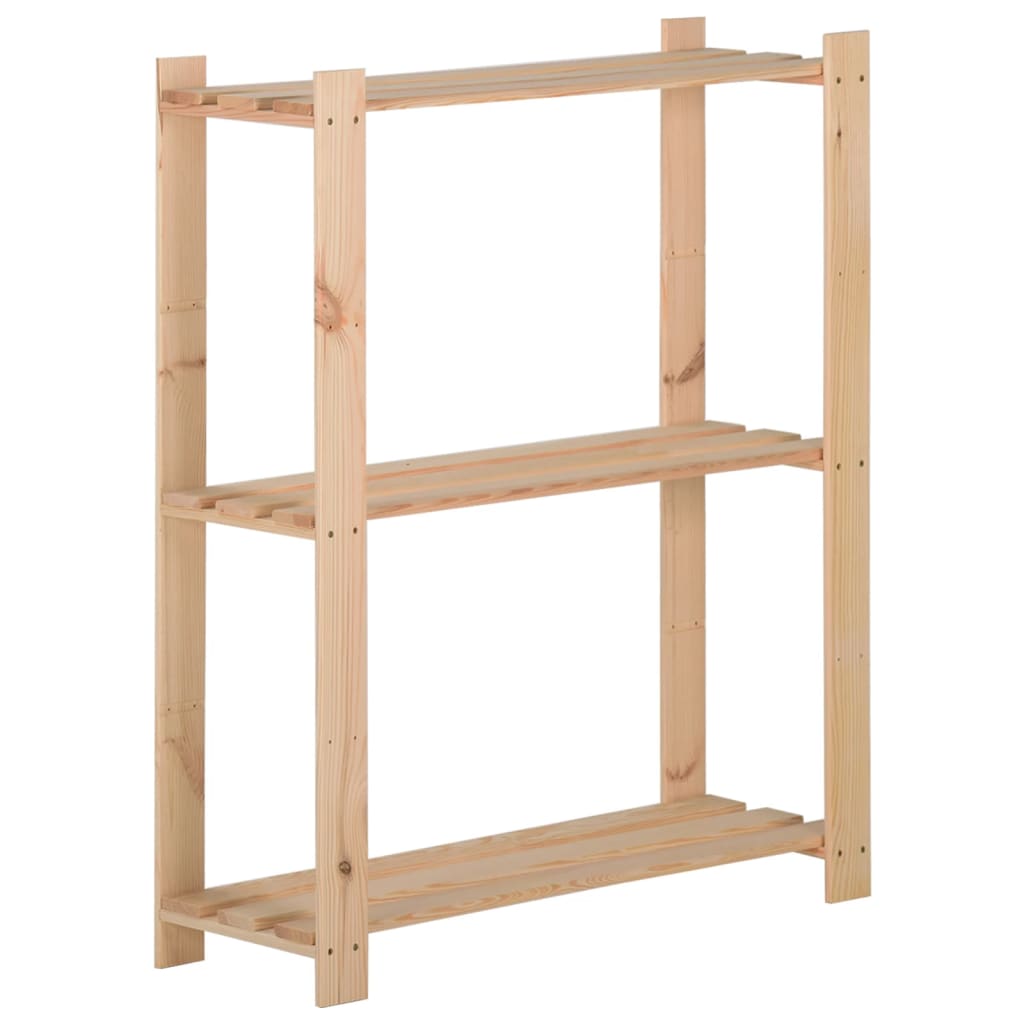 3-Tier Storage Rack 60x28.5x90 cm Solid Pinewood - Merkel Designers