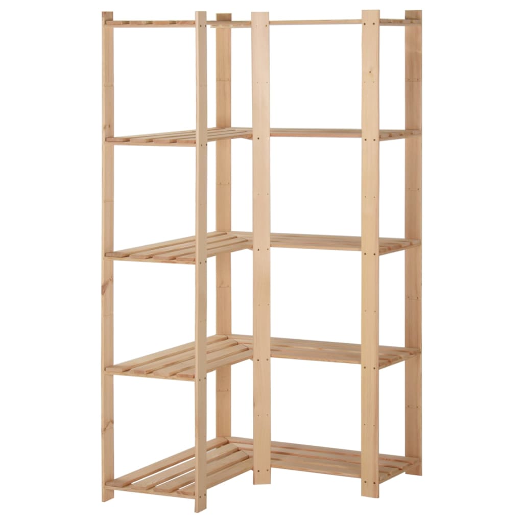 5-Tier Storage Corner Rack 82.5x82.5x170 cm Solid Pinewood - The Home Maker