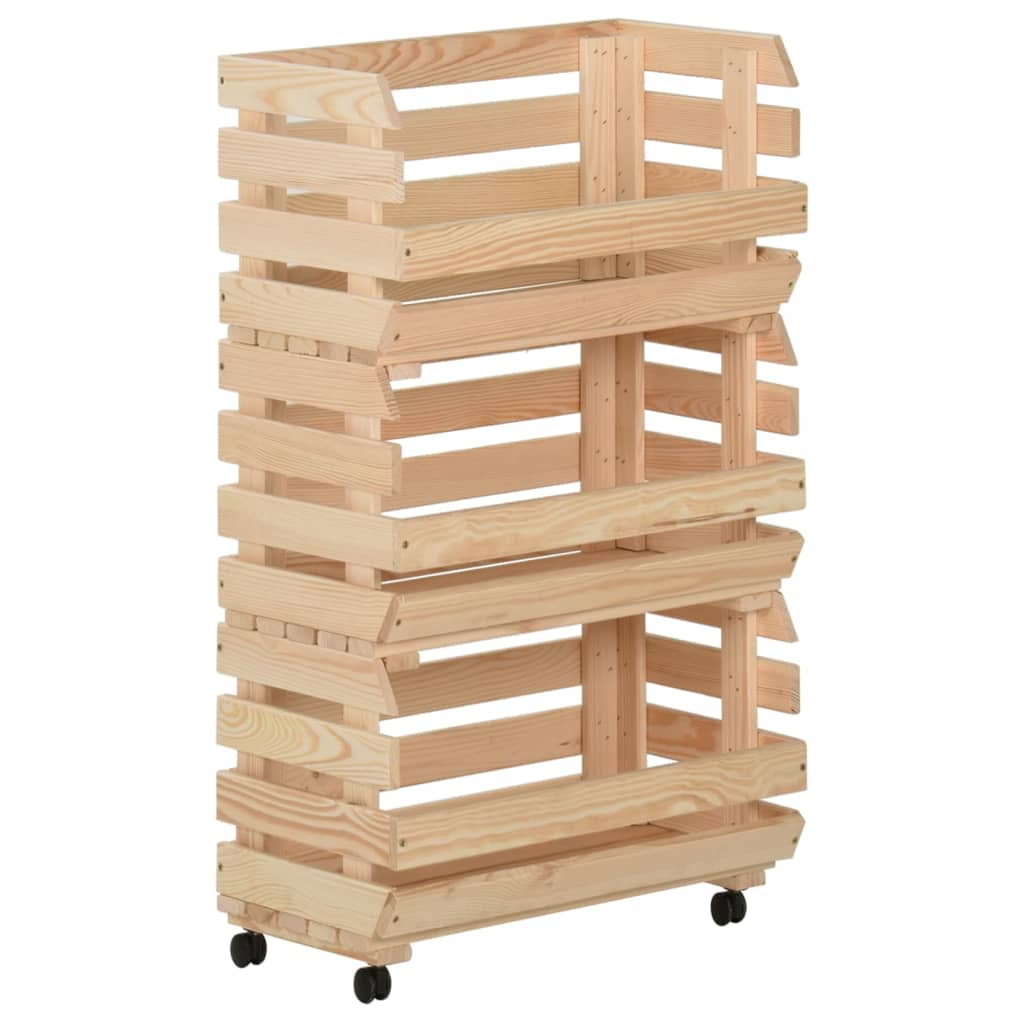 Vegetable Trolley 37x30x80 cm Solid Pinewood - R and M Furniture