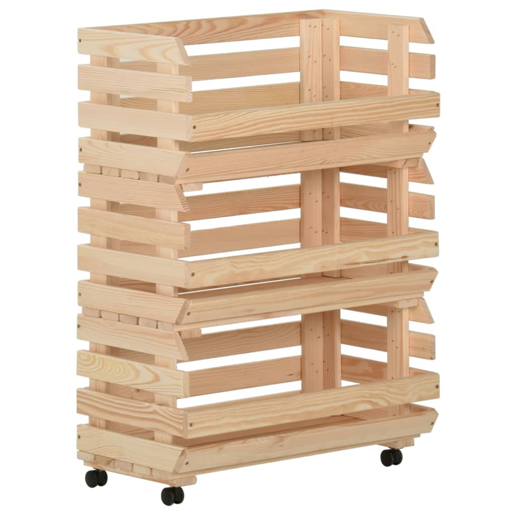 Vegetable Trolley 57x30x80 cm Solid Pinewood - Style and Chic