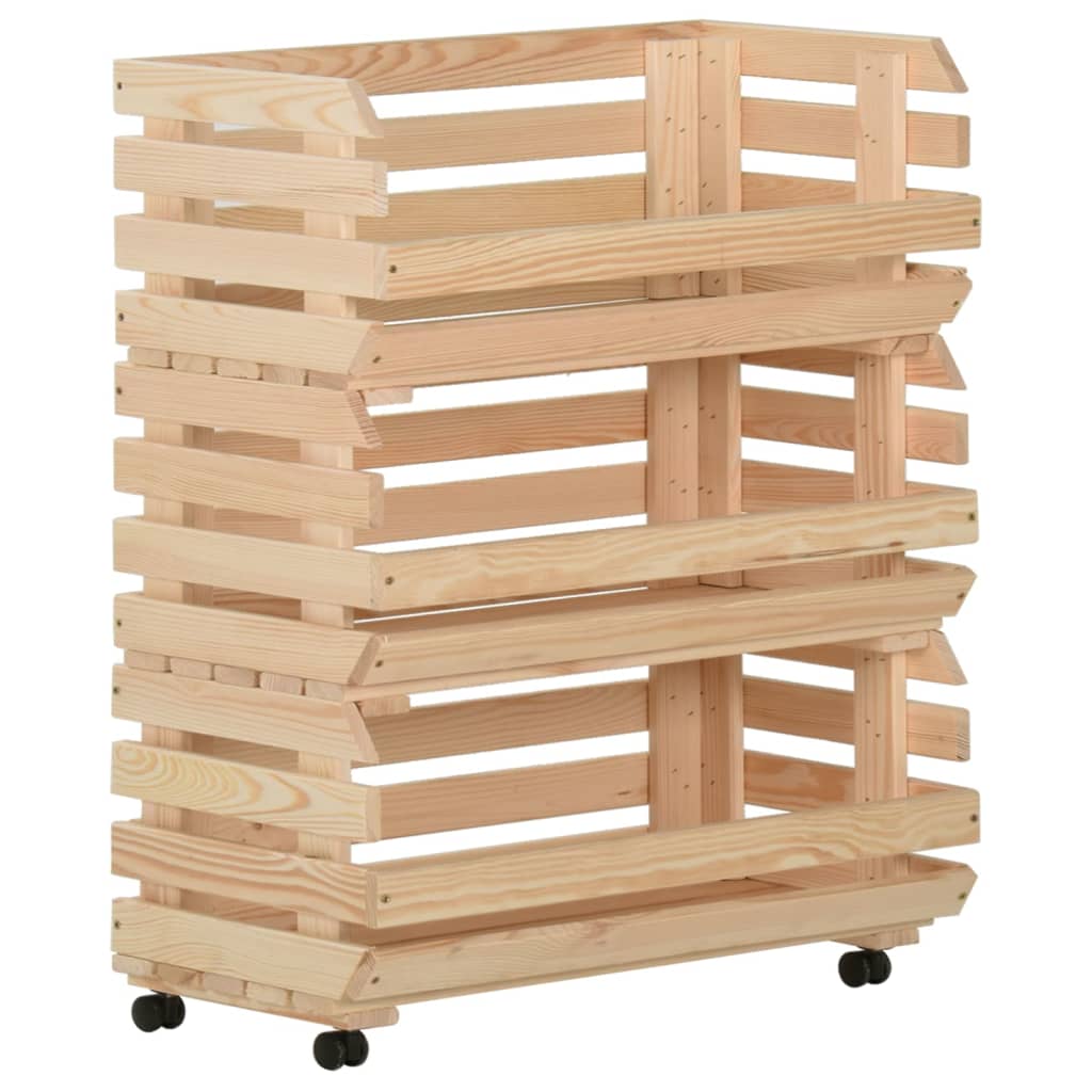 Vegetable Trolley 77x30x80 cm Solid Pinewood - Millennium Furniture