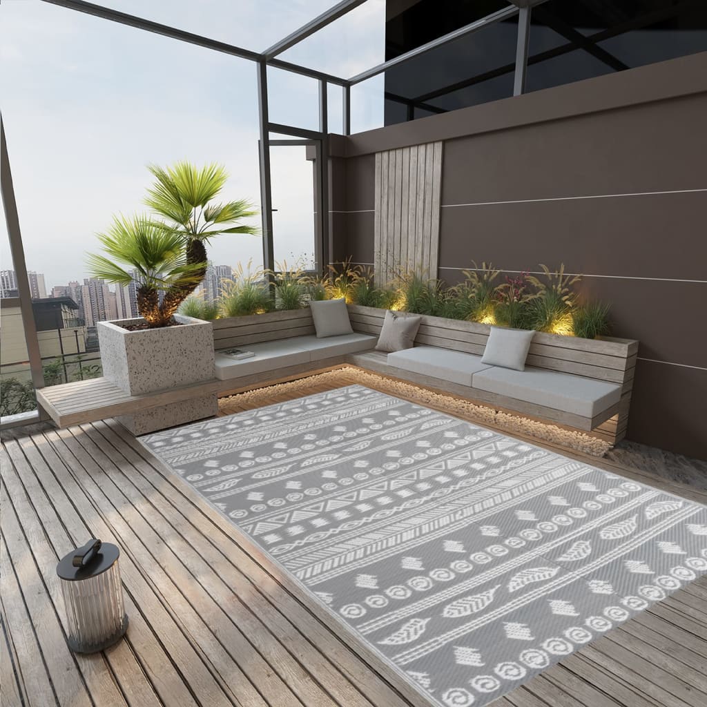 Outdoor Rug Grey 190x290 cm PP - Unbeatable Bargains