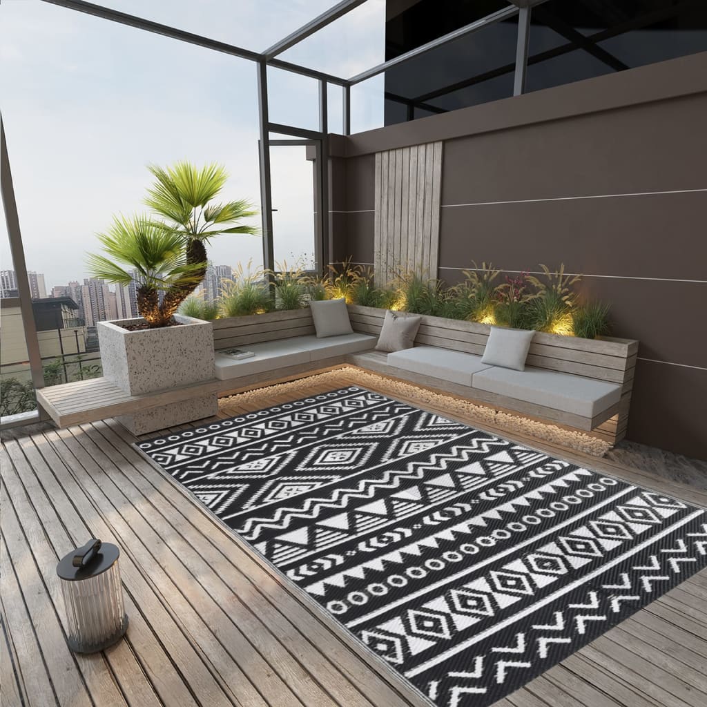 Outdoor Rug Black 190x290 cm PP - Design Hut